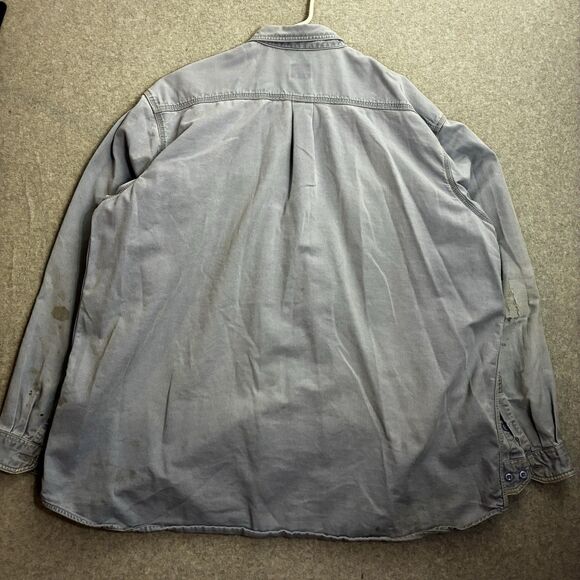 Carhartt FR Flame Resistant Button Up Work Shirt 3XL Blue Long Sleeve - Picture 9 of 10